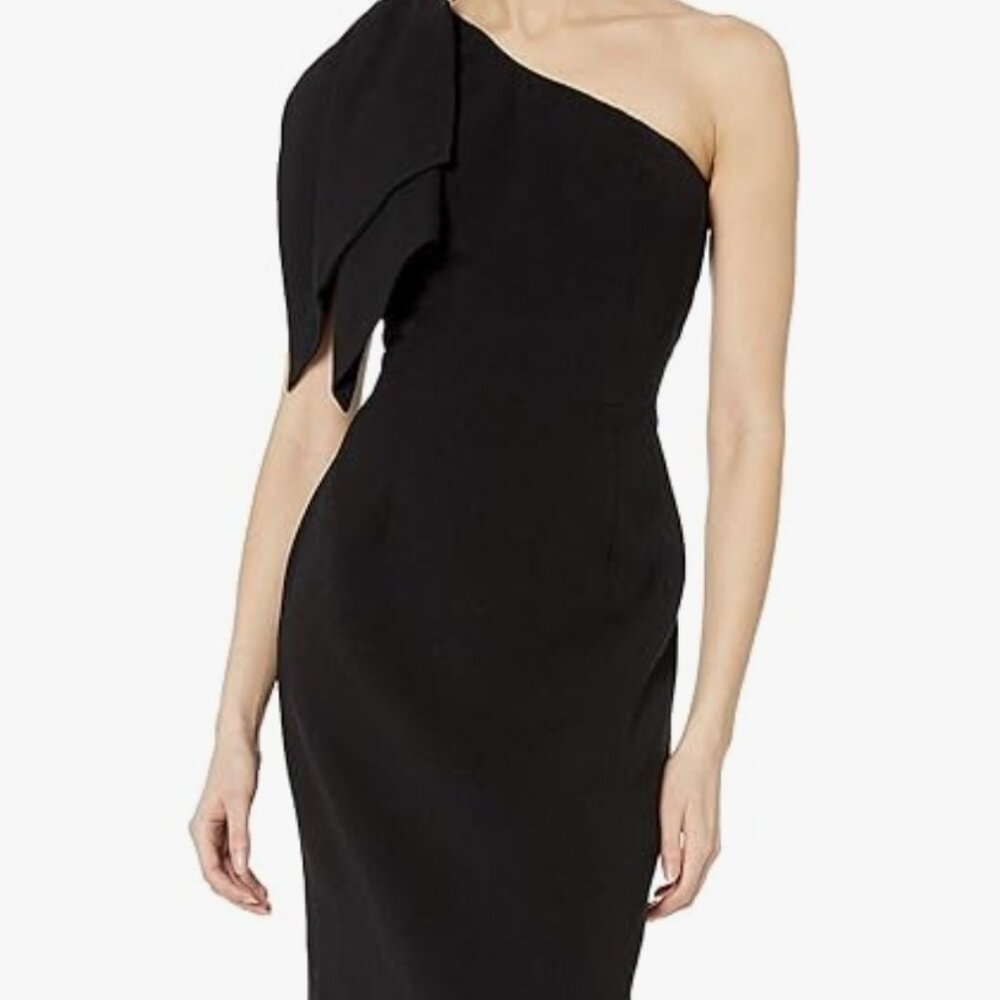 Dress the Population Black One-Shoulder Midi Dress